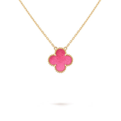 [Amore] NEW CLOVER 15MM PINK ENAMEL NECKLACE