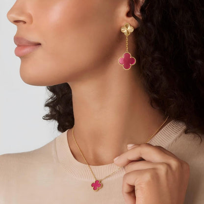 [Amore] NEW CLOVER 15MM PINK ENAMEL NECKLACE