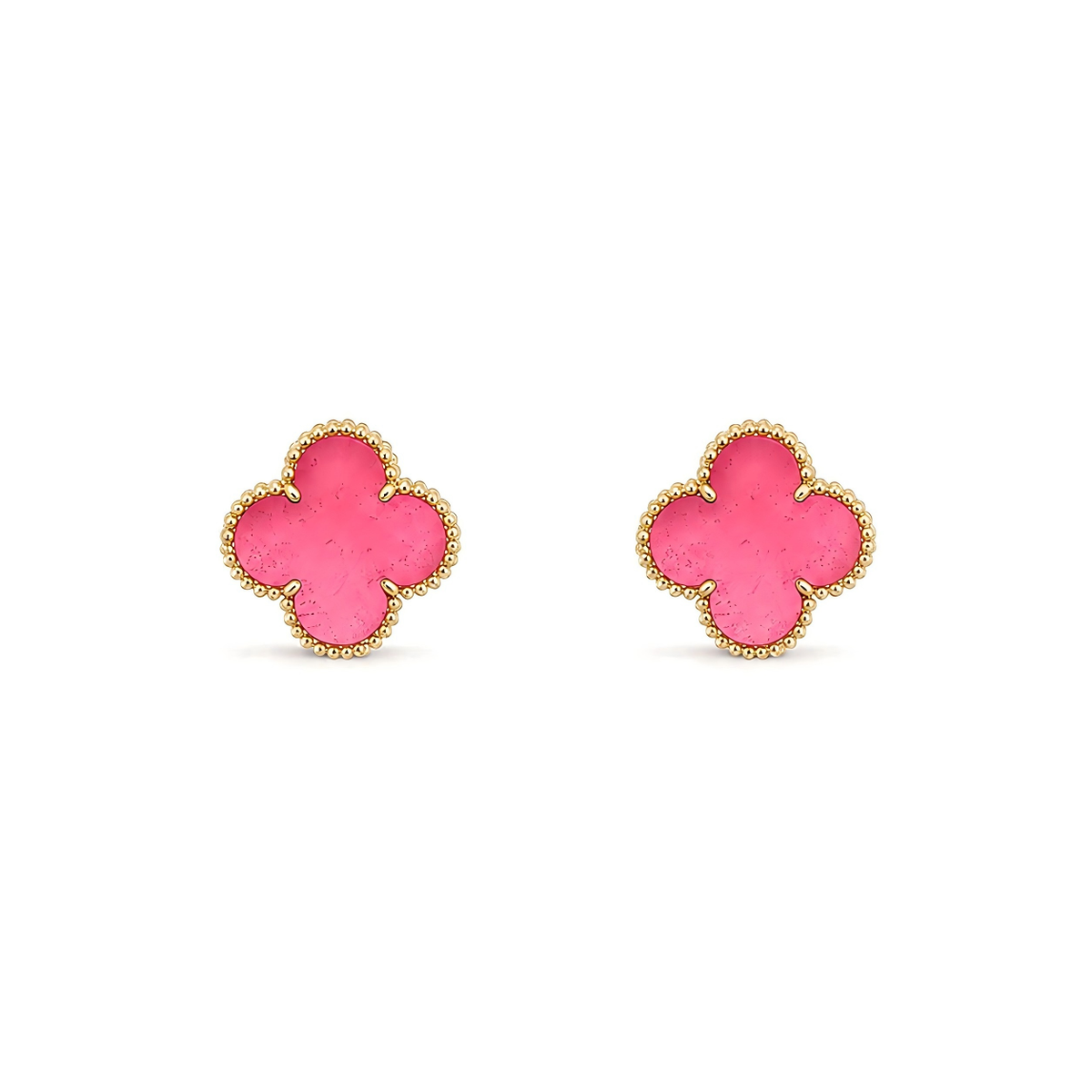 [Amore]NEW CLOVER 15MM PINK ENAMEL STUD EARRINGS