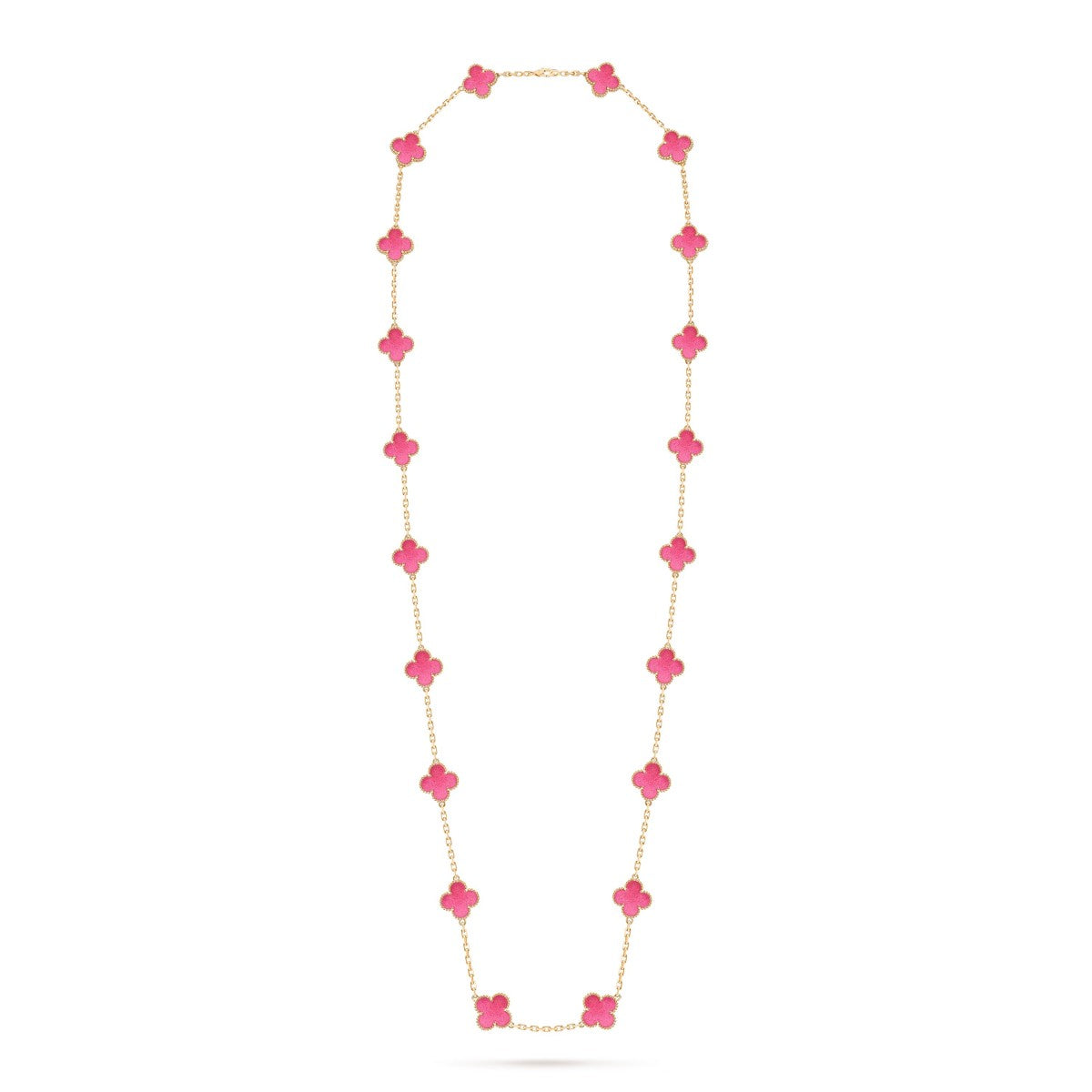 [Amore] NEW CLOVER 20 MOTIFS PINK ENAMEL NECKLACE