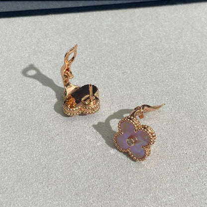 [Amore]CLOVER MEDIUM 1 DIAMOND PINK EARRINGS