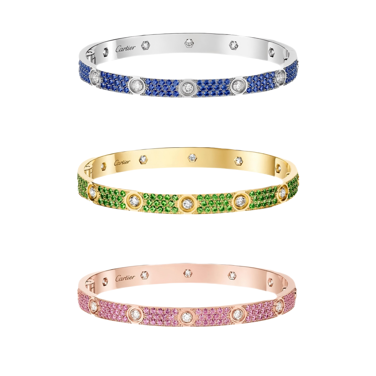 [Amore]2026 PAVE GEMSTONE LOVE BRACELET 6.1MM 10 DIAMONDS