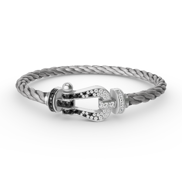 [Amore]FORCE LARGE HORSESHOE BLACK WHITE DIAMOND BRACELET SILVER