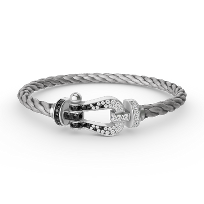 [Amore]FORCE LARGE HORSESHOE BLACK WHITE DIAMOND BRACELET SILVER