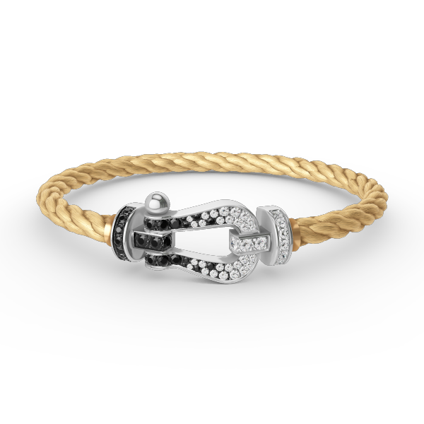[Amore]FORCE LARGE HORSESHOE BLACK WHITE DIAMOND BRACELET SILVER