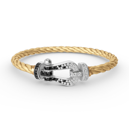 [Amore]FORCE LARGE HORSESHOE BLACK WHITE DIAMOND BRACELET SILVER