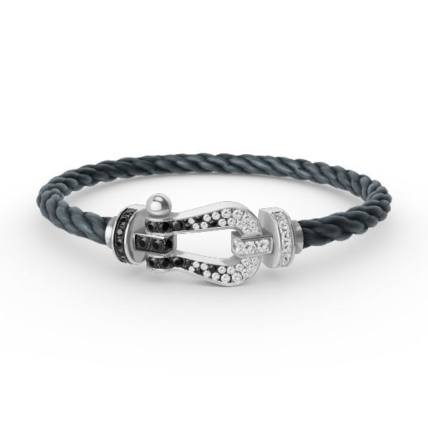 [Amore]FORCE LARGE HORSESHOE BLACK WHITE DIAMOND BRACELET SILVER