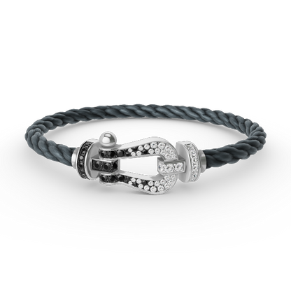[Amore]FORCE LARGE HORSESHOE BLACK WHITE DIAMOND BRACELET SILVER