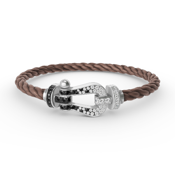 [Amore]FORCE LARGE HORSESHOE BLACK WHITE DIAMOND BRACELET SILVER