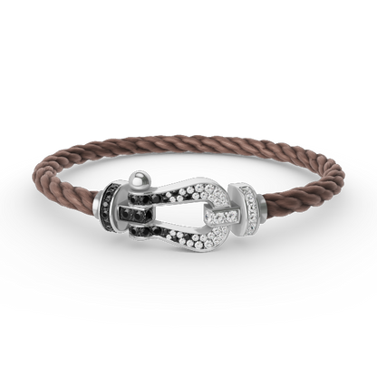 [Amore]FORCE LARGE HORSESHOE BLACK WHITE DIAMOND BRACELET SILVER