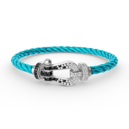 [Amore]FORCE LARGE HORSESHOE BLACK WHITE DIAMOND BRACELET SILVER