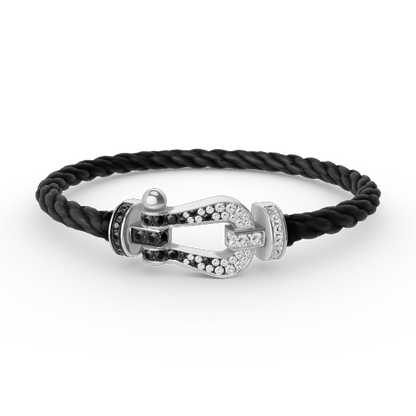 [Amore]FORCE LARGE HORSESHOE BLACK WHITE DIAMOND BRACELET SILVER