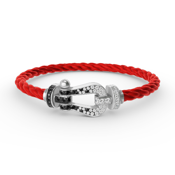 [Amore]FORCE LARGE HORSESHOE BLACK WHITE DIAMOND BRACELET SILVER
