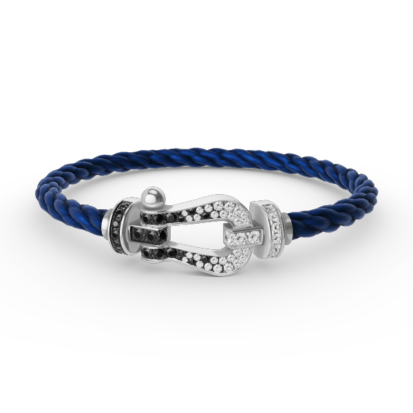 [Amore]FORCE LARGE HORSESHOE BLACK WHITE DIAMOND BRACELET SILVER