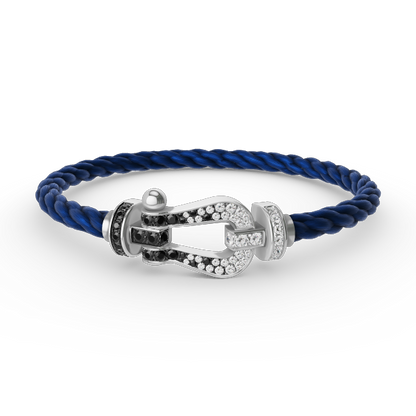 [Amore]FORCE LARGE HORSESHOE BLACK WHITE DIAMOND BRACELET SILVER