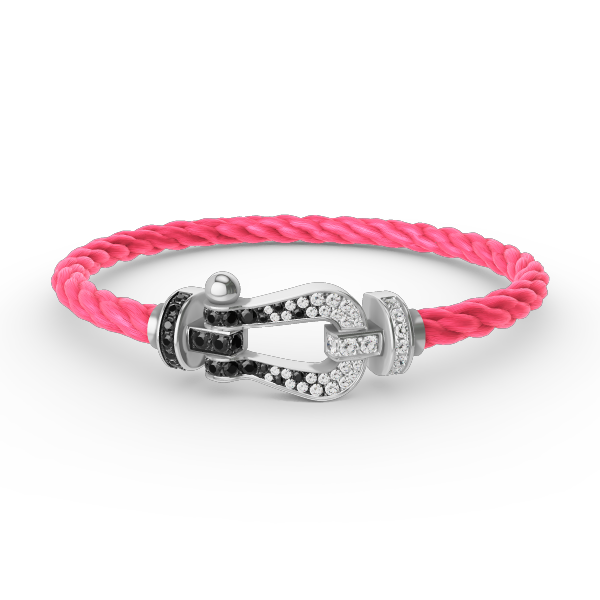 [Amore]FORCE LARGE HORSESHOE BLACK WHITE DIAMOND BRACELET SILVER