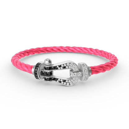 [Amore]FORCE LARGE HORSESHOE BLACK WHITE DIAMOND BRACELET SILVER
