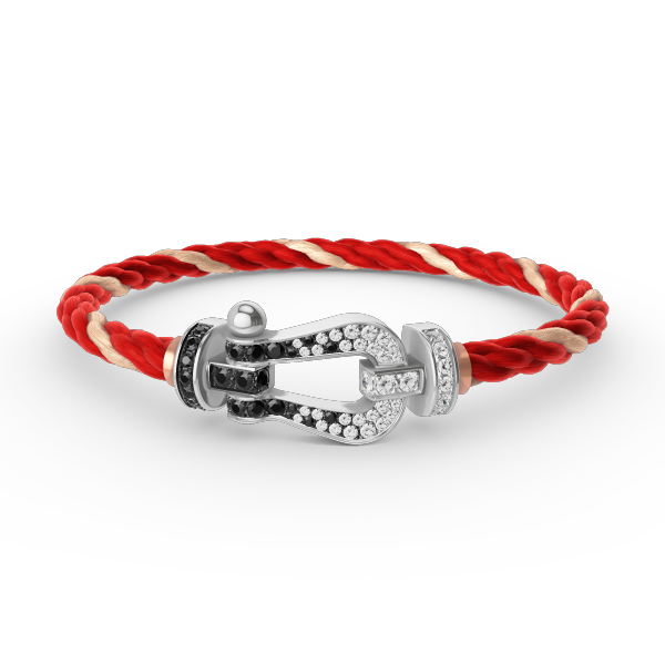 [Amore]FORCE LARGE HORSESHOE BLACK WHITE DIAMOND BRACELET SILVER