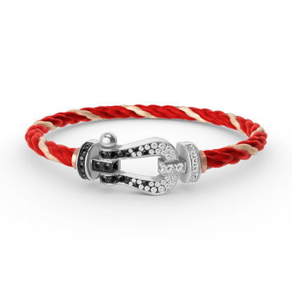 [Amore]FORCE LARGE HORSESHOE BLACK WHITE DIAMOND BRACELET SILVER