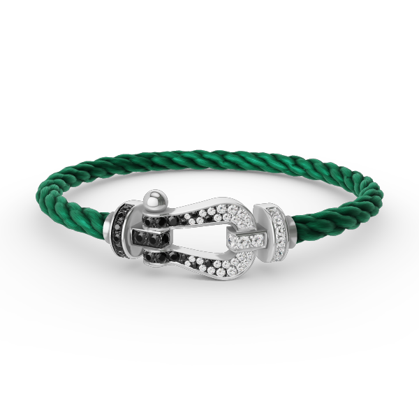 [Amore]FORCE LARGE HORSESHOE BLACK WHITE DIAMOND BRACELET SILVER