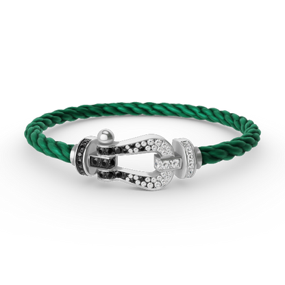 [Amore]FORCE LARGE HORSESHOE BLACK WHITE DIAMOND BRACELET SILVER