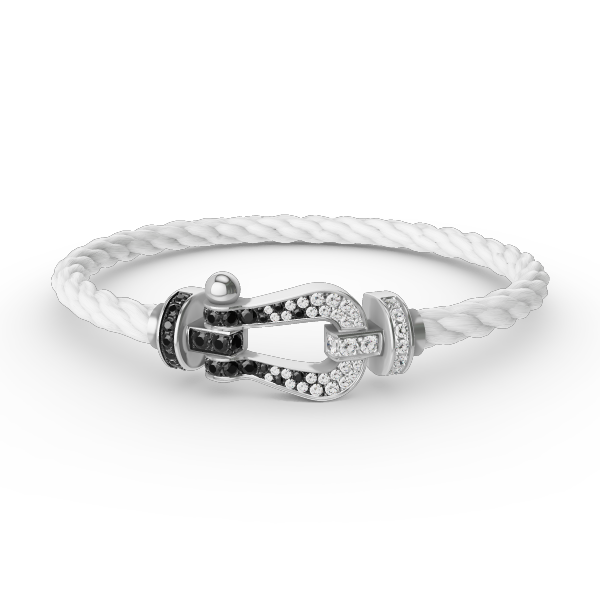 [Amore]FORCE LARGE HORSESHOE BLACK WHITE DIAMOND BRACELET SILVER