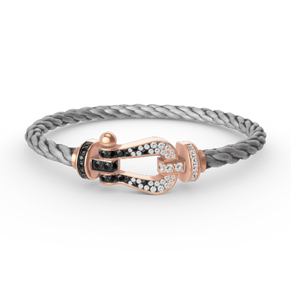 [Amore]FORCE LARGE HORSESHOE BLACK WHITE DIAMOND BRACELET ROSE GOLD