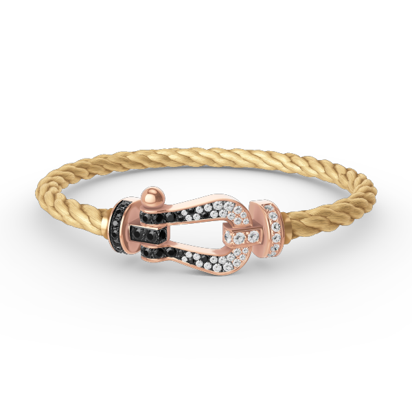 [Amore]FORCE LARGE HORSESHOE BLACK WHITE DIAMOND BRACELET ROSE GOLD