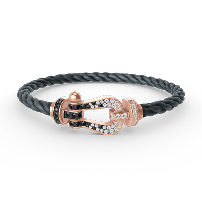 [Amore]FORCE LARGE HORSESHOE BLACK WHITE DIAMOND BRACELET ROSE GOLD