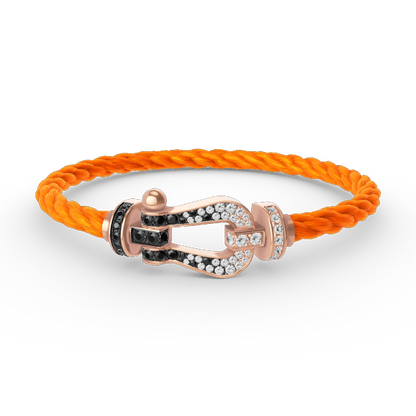 [Amore]FORCE LARGE HORSESHOE BLACK WHITE DIAMOND BRACELET ROSE GOLD