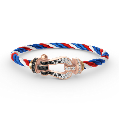[Amore]FORCE LARGE HORSESHOE BLACK WHITE DIAMOND BRACELET ROSE GOLD