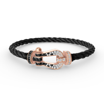 [Amore]FORCE LARGE HORSESHOE BLACK WHITE DIAMOND BRACELET ROSE GOLD
