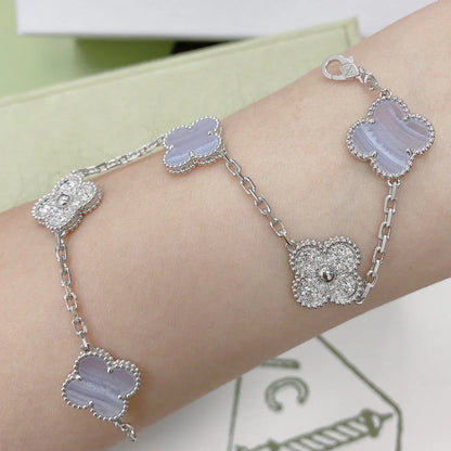 [Amore] CLOVER 5 MOTIF PURPLE CHALCEDONY BRACELET COLLECTION