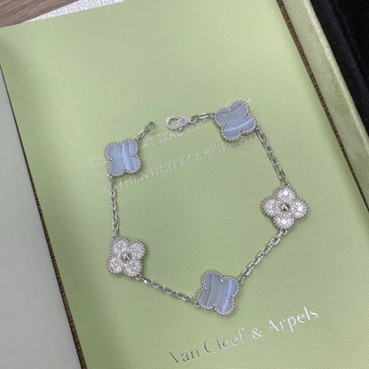 [Amore] CLOVER 5 MOTIF PURPLE CHALCEDONY BRACELET COLLECTION