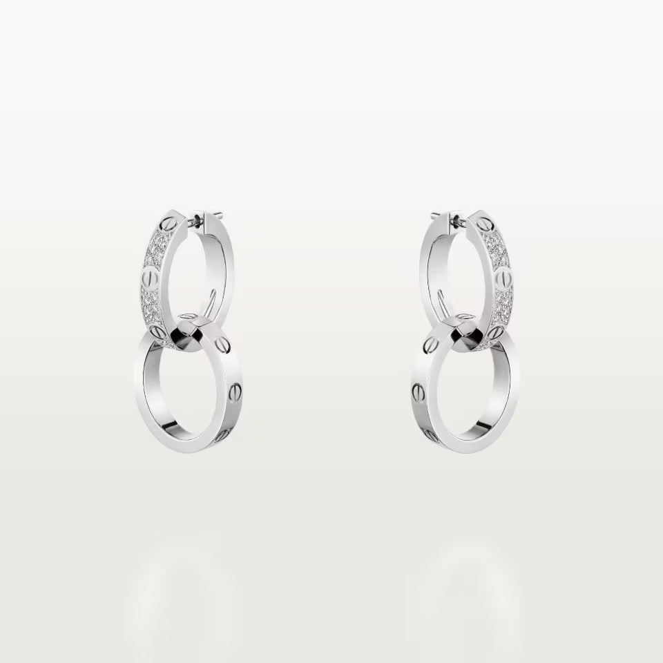 [Amore]LOVE 3.3MM DANGLE HALF DIAMOND EARRINGS