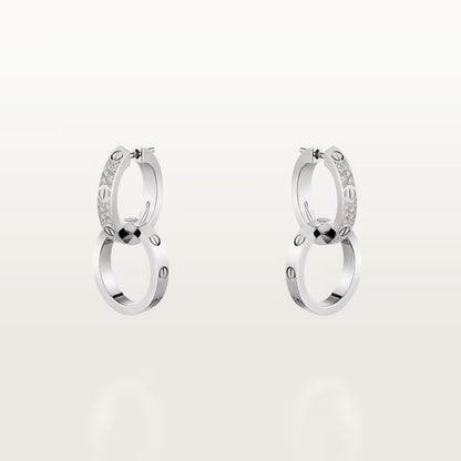 [Amore]LOVE 3.3MM DANGLE HALF DIAMOND EARRINGS