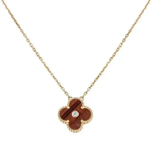 [Amore]CLOVER 15MM DIAMOND AND YELLOW TIGER'S EYE AGATE necklace