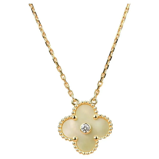 [Amore]CLOVER 15MM DIAMOND GOLD MOTHER OF PEARL NECKLACE