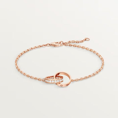 [Amore]LOVE DOUBLE RING HALF DIAMOND BRACELET