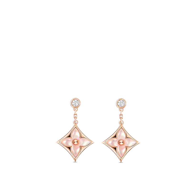 [Amore]DOUBLE STAR PINK GOLD MOP DROP EARRINGS