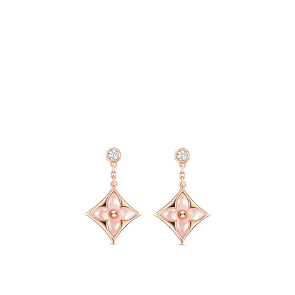 [Amore]DOUBLE STAR PINK GOLD MOP DROP EARRINGS