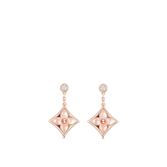 [Amore]DOUBLE STAR PINK GOLD MOP DROP EARRINGS