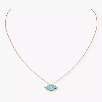 [Amore]Lucky Eye Diamond Necklace in Rose Gold and Turquoise