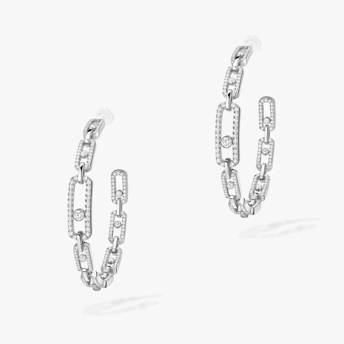 [Amore]Move Link Diamond Hoop Earrings