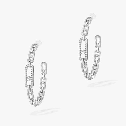 [Amore]Move Link Diamond Hoop Earrings