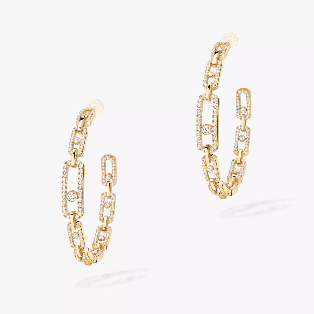 [Amore]Move Link Diamond Hoop Earrings