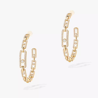 [Amore]Move Link Diamond Hoop Earrings