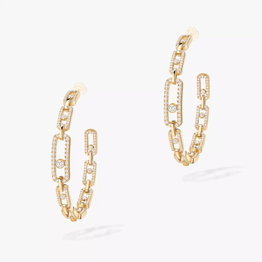 [Amore]Move Link Diamond Hoop Earrings