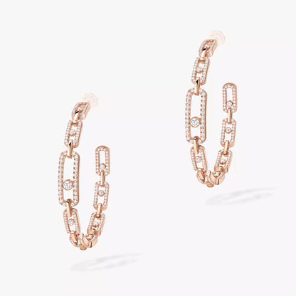[Amore]Move Link Diamond Hoop Earrings