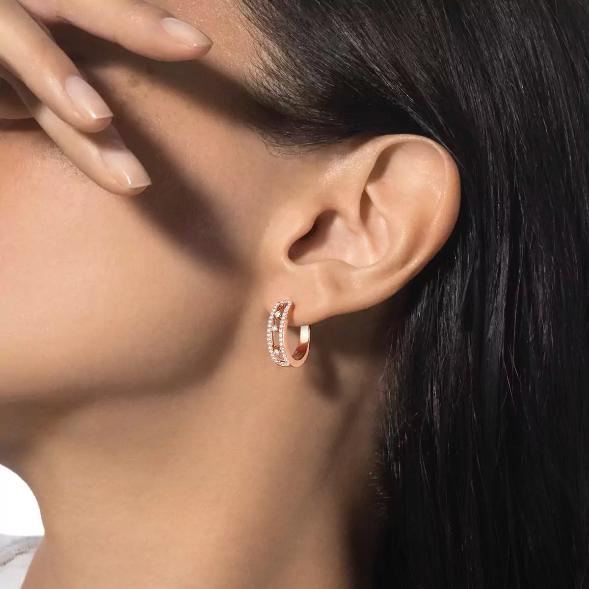 [Amore]Diamond Pave_ Hoop Earrings Move